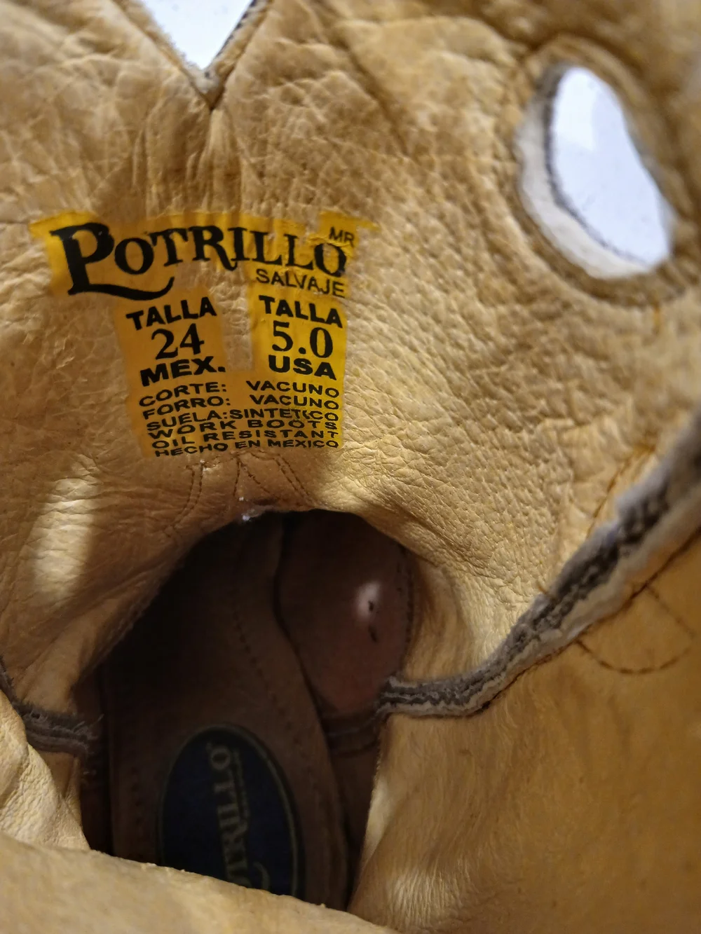Potrero Boots Men’s Leather Cowboy Boots 5 US 24 Mex Oil Resistance Sole